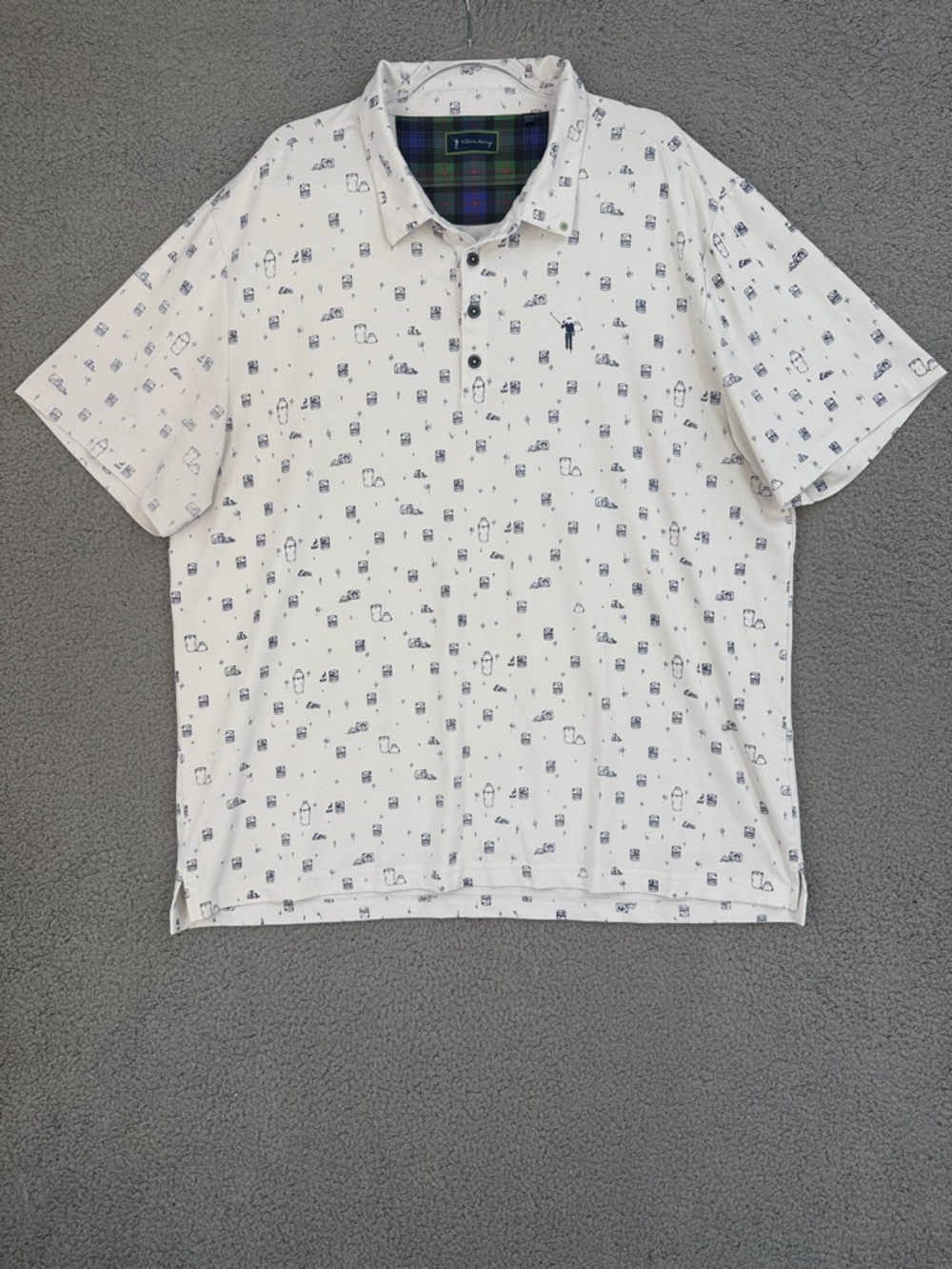 William Murray golf shirt Men's 3XL short sleeve polo White Martini drinks AOP